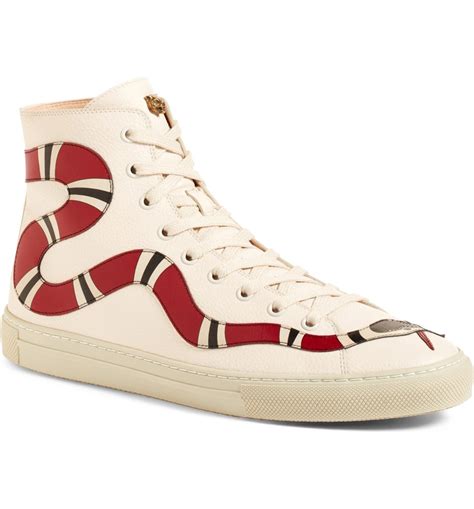 white gucci sneakers with snake|Gucci snake high top sneakers.